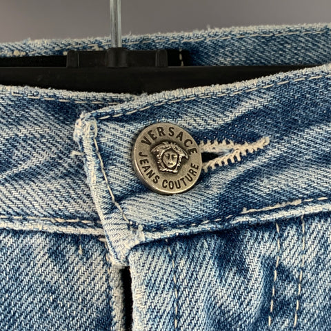 VERSACE JEANS COUTURE Size 34 Blue Cotton Twill Tapered Zip Fly Jeans
