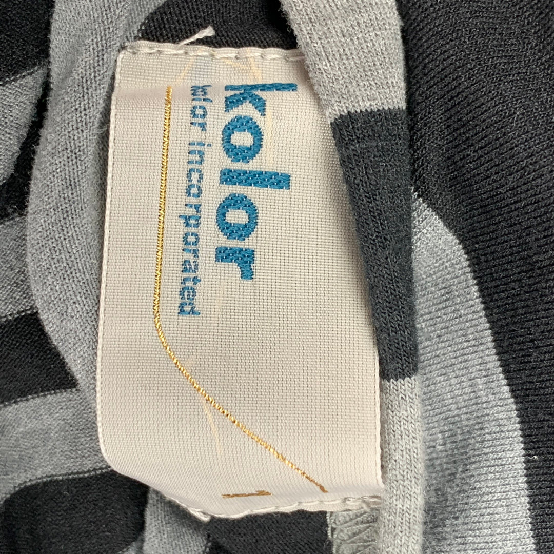 KOLOR Size S Black Grey Polyester Blend Stripe Long Sleeve Dress