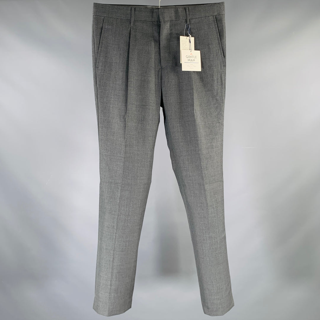 MR. GENTLEMAN Size 32 Grey Wool Blend Single Pleat Dress Pants