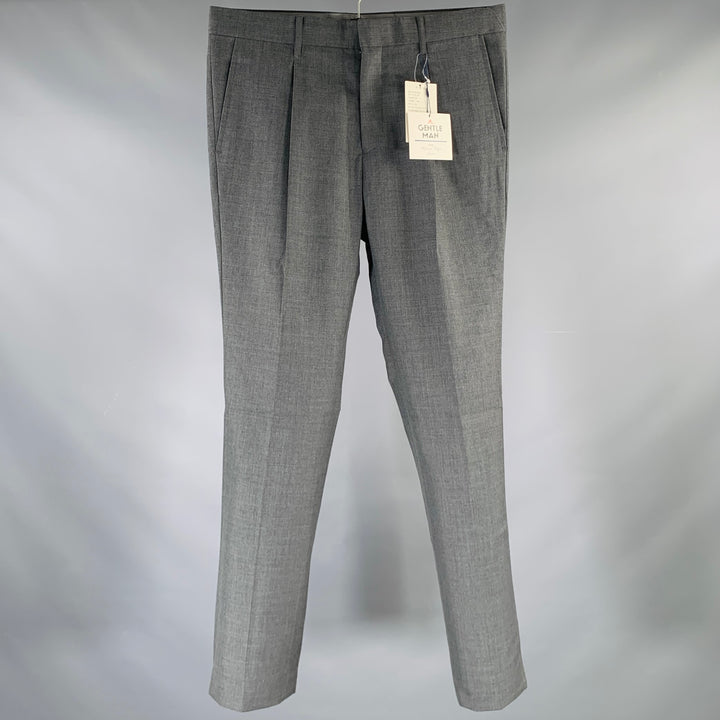 MR. GENTLEMAN Size 32 Grey Wool Blend Single Pleat Dress Pants