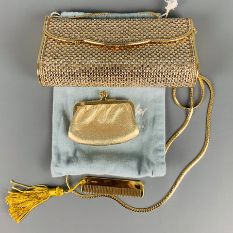 JUDITH LEIBER Gold Metallic Rhinestones Evening Handbag