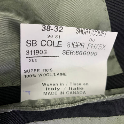 PHINEAS COLE Size 38 Black Wool Peak Lapel Tuxedo