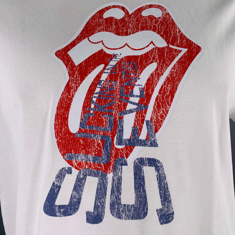 T-shirt ras du cou en coton ONLY & SONS taille L blanc motif concert de rock