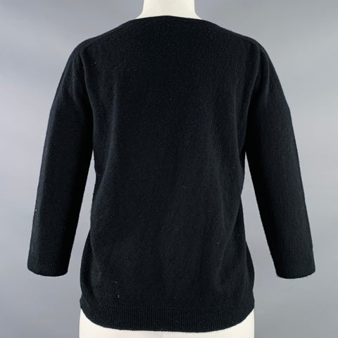 JIL SANDER Size M Black Cashmere Knit V-Neck Pullover