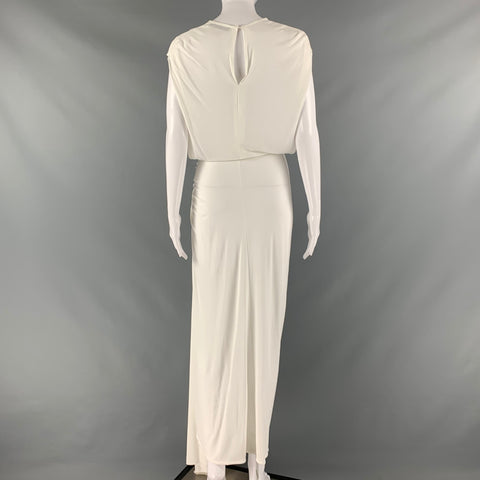 CHRISTOPHER ESBER Talla 6 Vestido largo drapeado de viscosa blanco