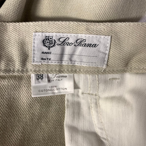 LORO PIANA Size 38 Cream Khaki Solid Cotton Loose fit Jeans