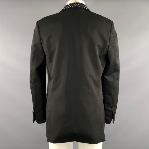 MOSCHINO Chest Size 34 Black Sequined Wool Blend Sport Coat