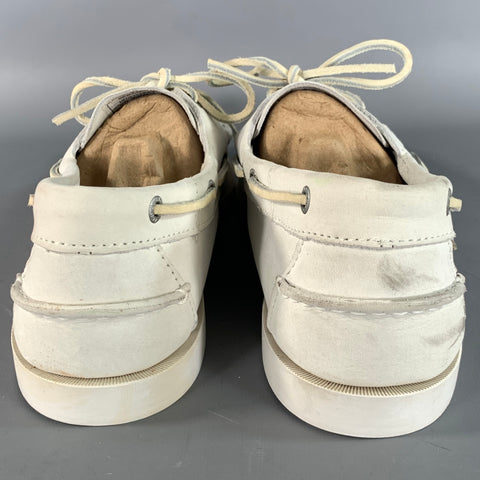 SEBAGO Size 11 Grey Cream Solid Leather Yacht Loafers