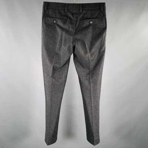 BRUNELLO CUCINELLI Size 32 Grey Charcoal Wool Pleated Dress Pants