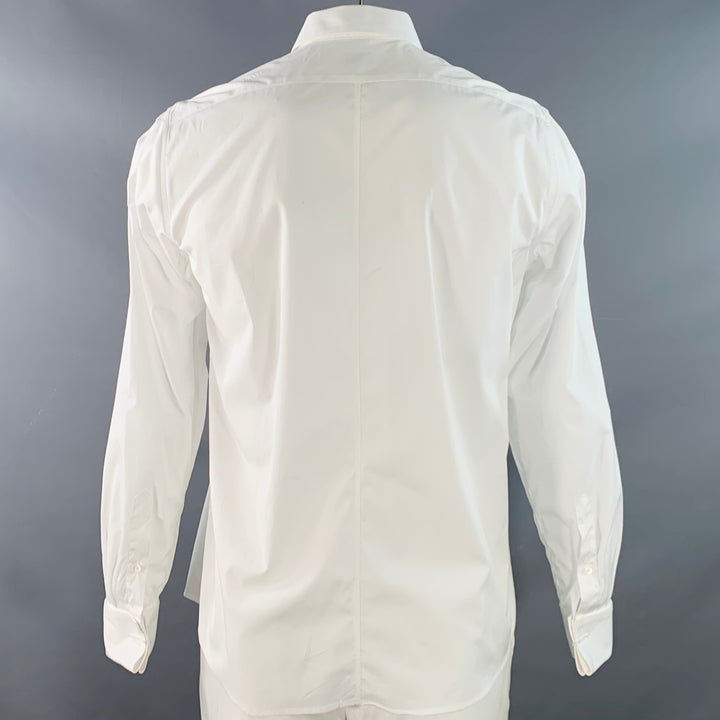 DRIES VAN NOTEN Size L White Cotton French Cuff Long Sleeve Shirt