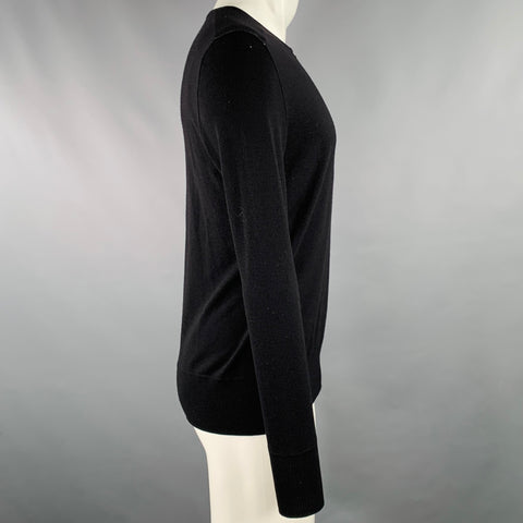 JOHN VARVATOS Size M Black Merino Wool Henley T-shirt