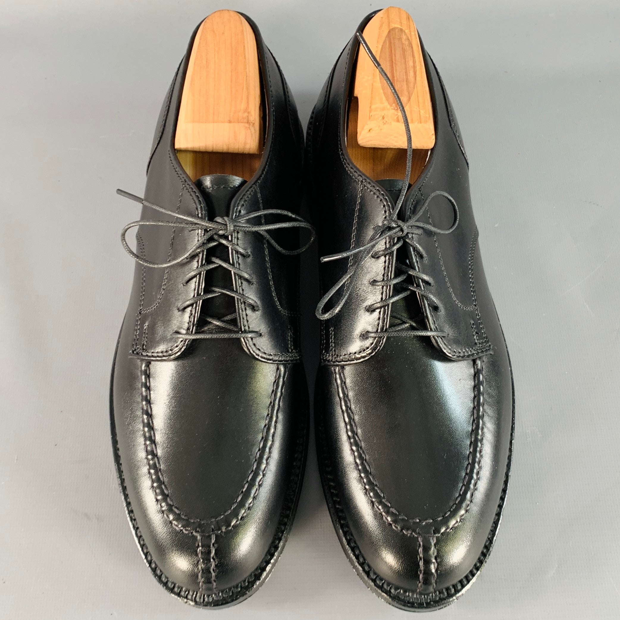 ALDEN Size 7 Norwegian HS Blucher Black Calfskin Leather Split Toe