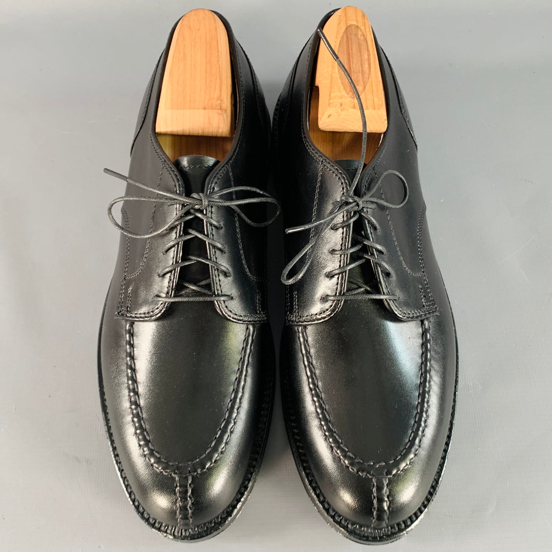 ALDEN Size 7 Norwegian HS Blucher Black Calfskin Leather Split Toe Derby Lace-Up Shoes