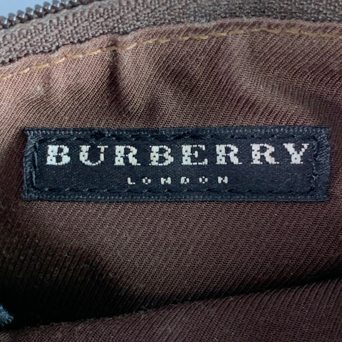 BURBERRY Beige Brown Plaid Cotton Acrylic Cosmetic Pouch