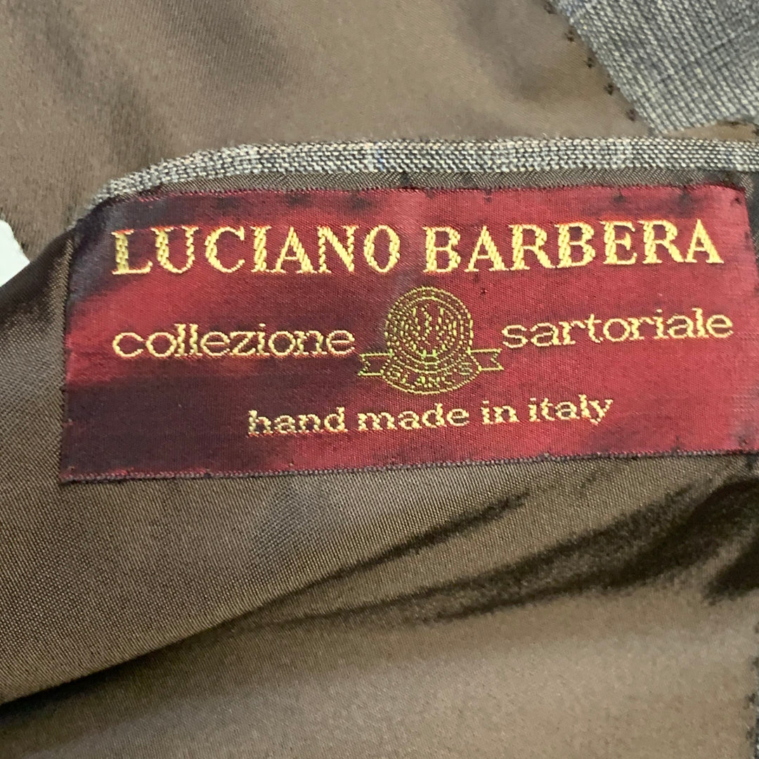 LUCIANO BARBERA Size 38 Regular Brown Plaid Wool Notch Lapel Pleated Suit