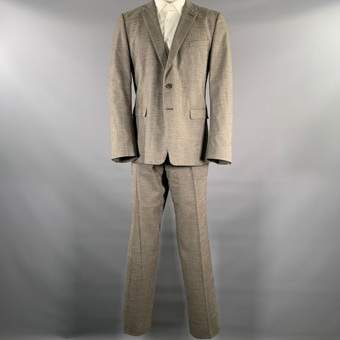 DRIES VAN NOTEN Size 44 Grey Black Heather Wool Blend Notch Lapel Suit