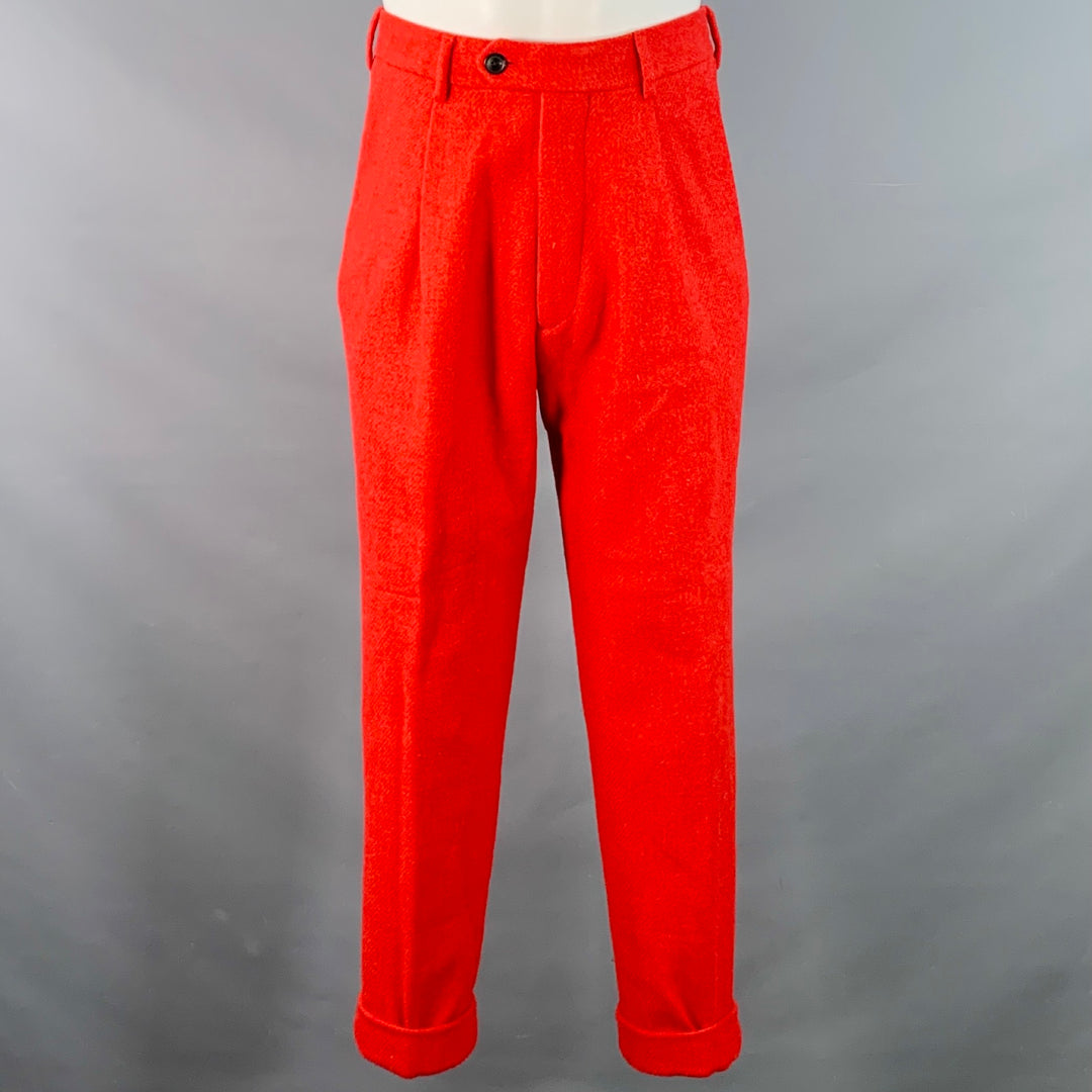 TODD SNYDER Size 40 Regular Orange Wool Tweed Single Breasted Notch Lapel Suit