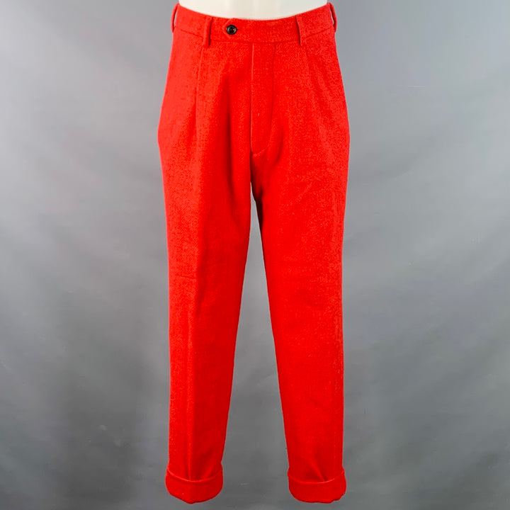 TODD SNYDER Size 40 Regular Orange Wool Tweed Single Breasted Notch Lapel Suit