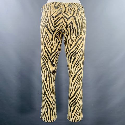 CURRENT / ELLIOTT Size 24 Beige Grey Cotton Blend Zebra Casual Pants