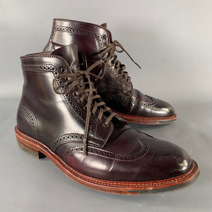 ALDEN Size 11.5 Burgundy Wingtip Leather Ankle Boots