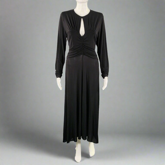 ISABEL MARANT Size 8 Black Viscose Blend Ruched Long Sleeve Dress
