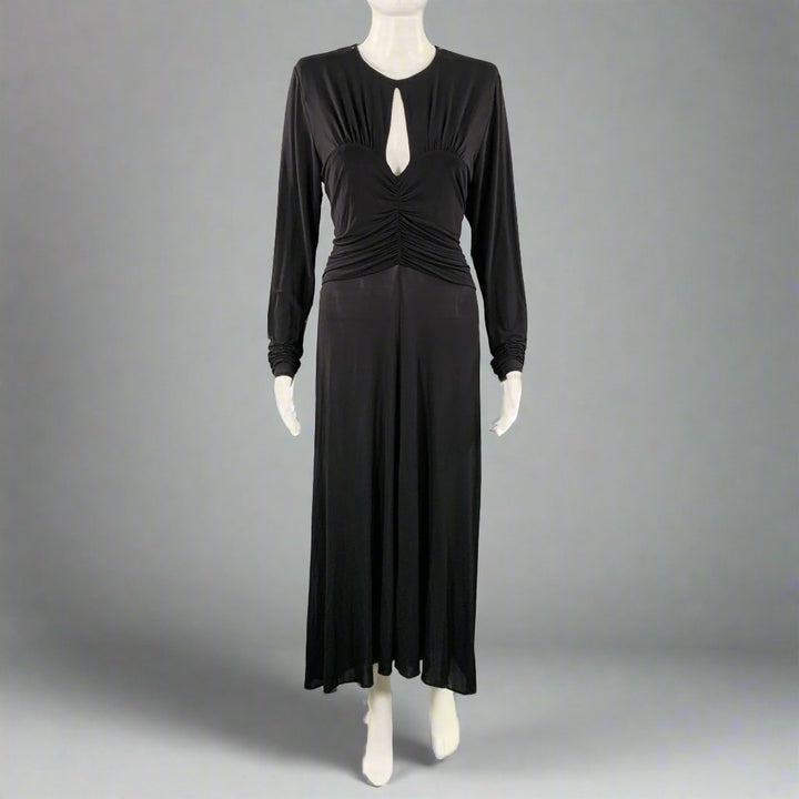 ISABEL MARANT Size 8 Black Viscose Blend Ruched Long Sleeve Dress