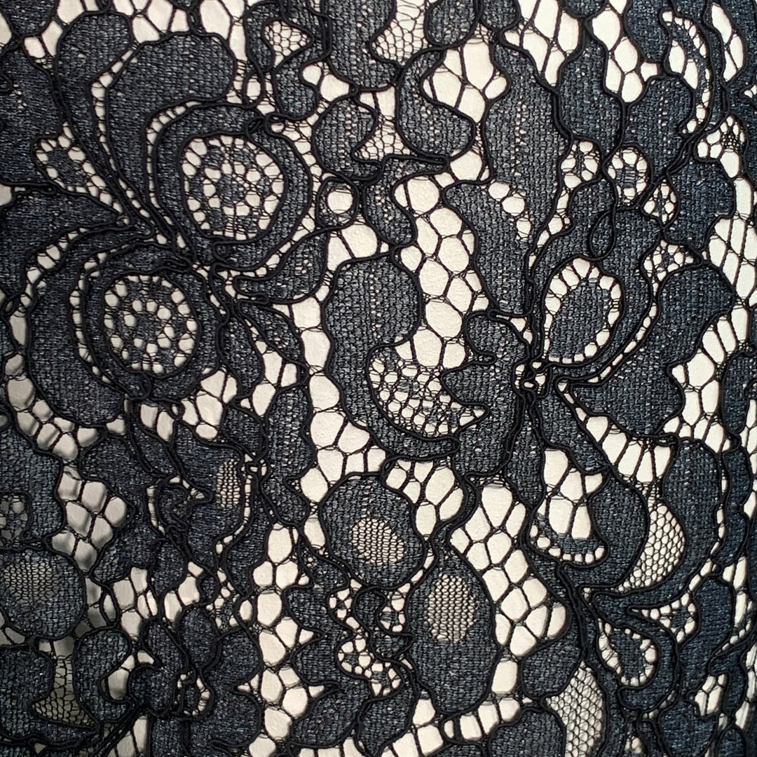 ANNE FONTAINE Size XL Selia Grey Black Polyamide Cotton Blend Lace Button Up Blouse