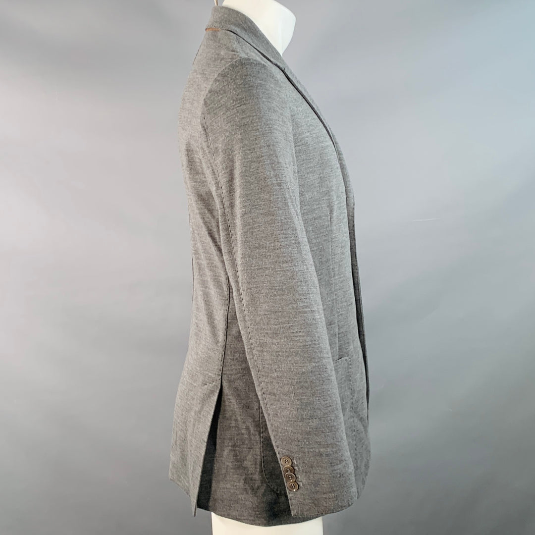 LORO PIANA Size 40 Grey Virgin Wool Single Breasted Notch Lapel Jacket
