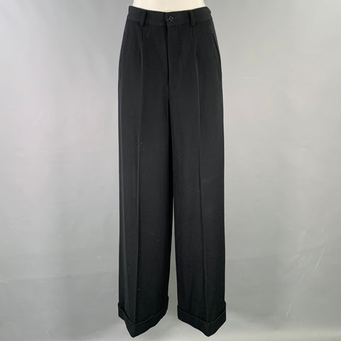 RALPH LAUREN Size 8 Black Wool Cuffed Dress Pants