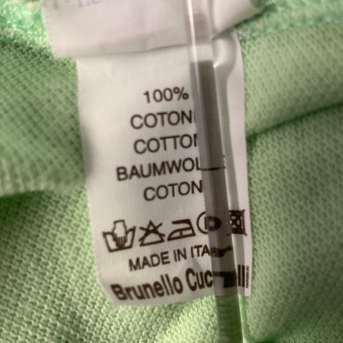 BRUNELLO CUCINELLI Size XL Green Neon Solid Cotton Polo
