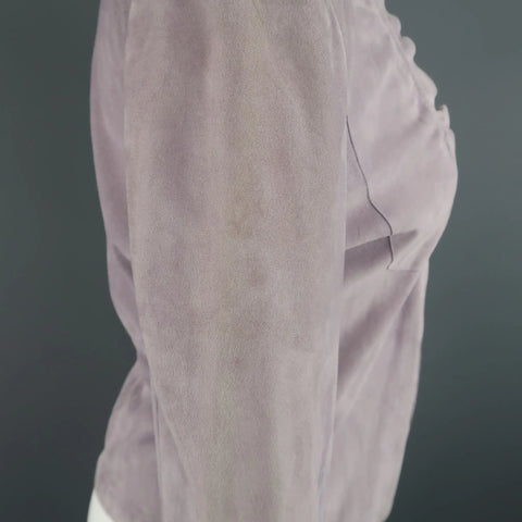 GIORGIO ARMANI Size 12 Lavender Suede Ruffle Trim Cardigan Jacket GIORGIO ARMANI