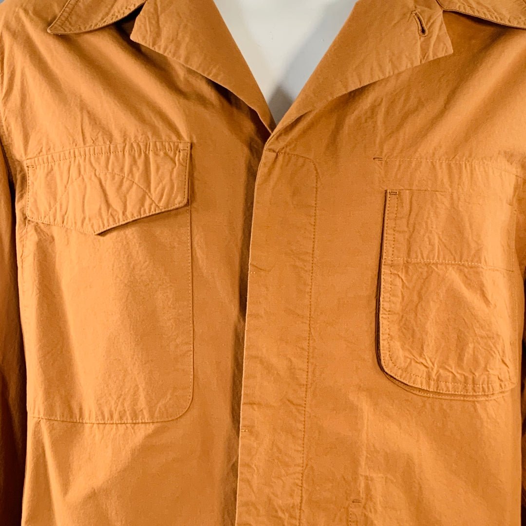DOCUMENT Size XL Tan Cotton Two Pockets Hidden Placket Shirt Jacket