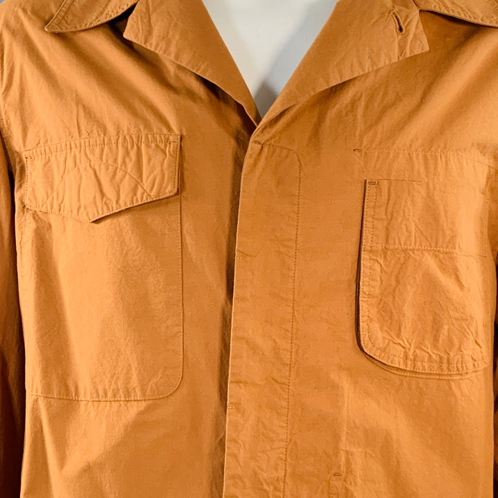 DOCUMENT Size XL Tan Cotton Two Pockets Hidden Placket Shirt Jacket