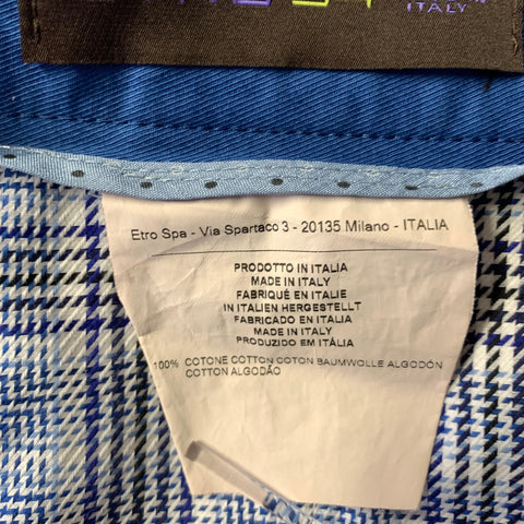 ETRO Size 38 Blue Twill Cotton Flat Front Casual Pants
