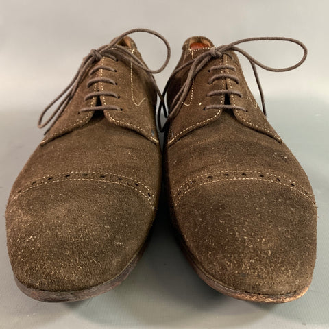 PAUL SMITH Size 7.5 Brown White 436169 K194 7.5 Suede Lace Up Shoes