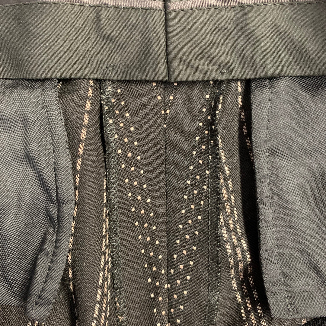GUCCI Size 8 Black Grey Wool Cotton Dots Wide Leg Dress Pants