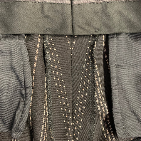 GUCCI Size 8 Black Grey Wool Cotton Dots Wide Leg Dress Pants