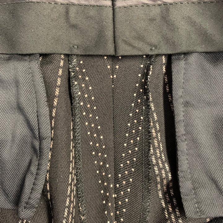 GUCCI Size 8 Black Grey Wool Cotton Dots Wide Leg Dress Pants