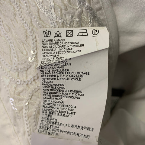 JUST CAVALLI Size M White Cream Cotton Sequined Long Sleeve Shirt