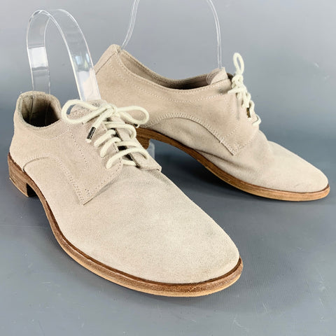 DEL CARLO Size 6.5 Grey Suede Lace-Up Derby Shoes