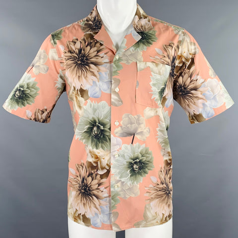 PRESIDENT's Size M Rangi Pink Green Floral Cotton One pocket Short Sleeve Shirt