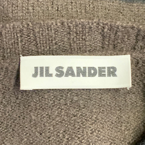 JIL SANDER Taille XL Pull Col Rond Color Block Laine Marron Noir