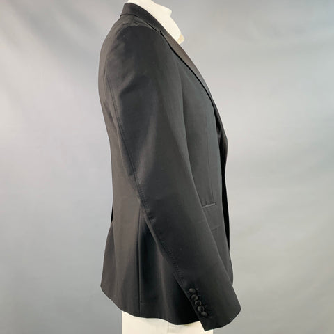 GUCCI Size 42 Regular Black Wool Blend Peak Lapel Sport Coat