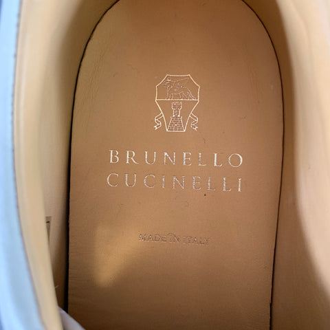 BRUNELLO CUCINELLI Size 10 Grey Tan Leather Lace-Up Sneakers