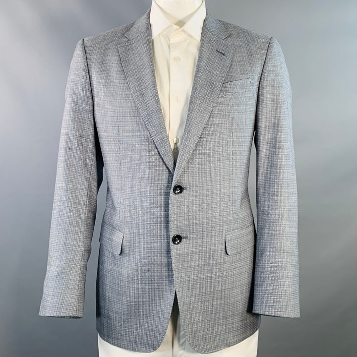 GIORGIO ARMANI Size 44 Regular Grey Blue Woven Wool Sport Coat