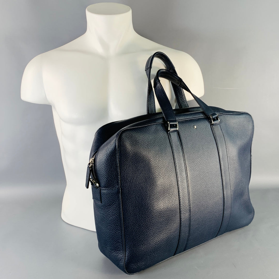 MONT BLANC Navy Pebble Grain Leather Briefcase