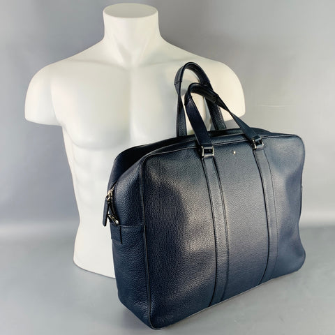 MONT BLANC Navy Pebble Grain Leather Briefcase