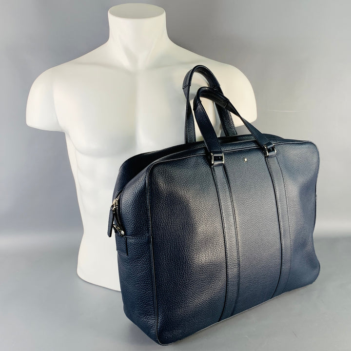 MONT BLANC Navy Pebble Grain Leather Briefcase