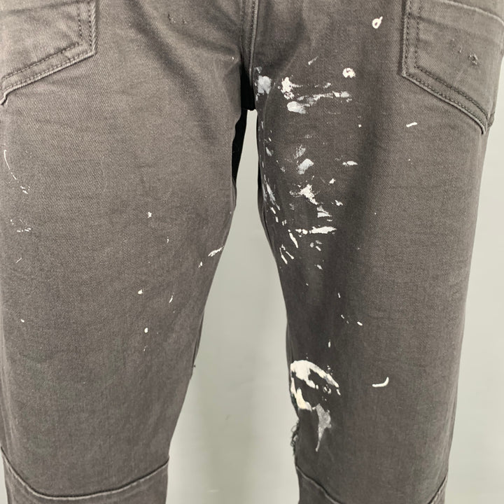 SMOKE RISE Size 40 Black Distressed Cotton Blend Jeans