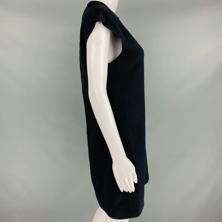 HELMUT LANG Taille 4 Robe sans manches texturée en laine de coton noire